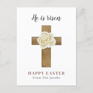 He is risen Elegant Christian Floral Easter Holiday Postcard
