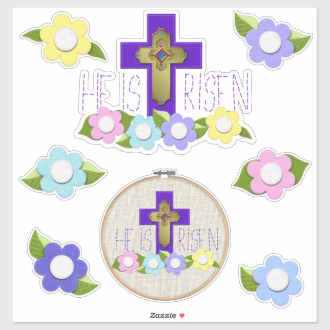 He Is Risen Embroidery Hoop Felt Style Easter Cute (Sheet)