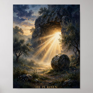 He Is Risen Empty Tomb Easter Christian Art Poster