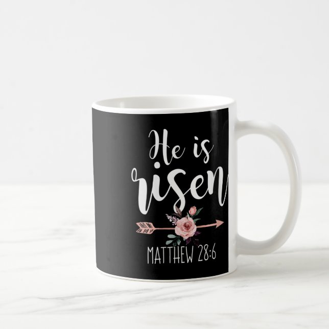 He Is Risen Floral Arrow Easter Christian Women Te Coffee Mug (Right)