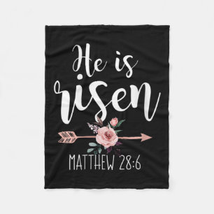 He Is Risen Floral Arrow Easter Christian Women Te Fleece Blanket