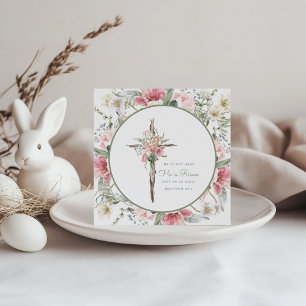 He is Risen Floral Cross Easter Card