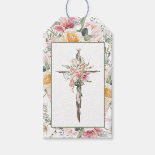 He is Risen Floral Cross Easter   Resurrection Car Gift Tags