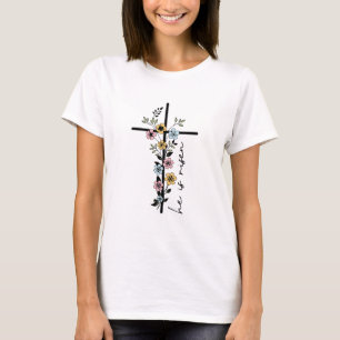 He is Risen Floral Cross Happy Easter T-Shirt