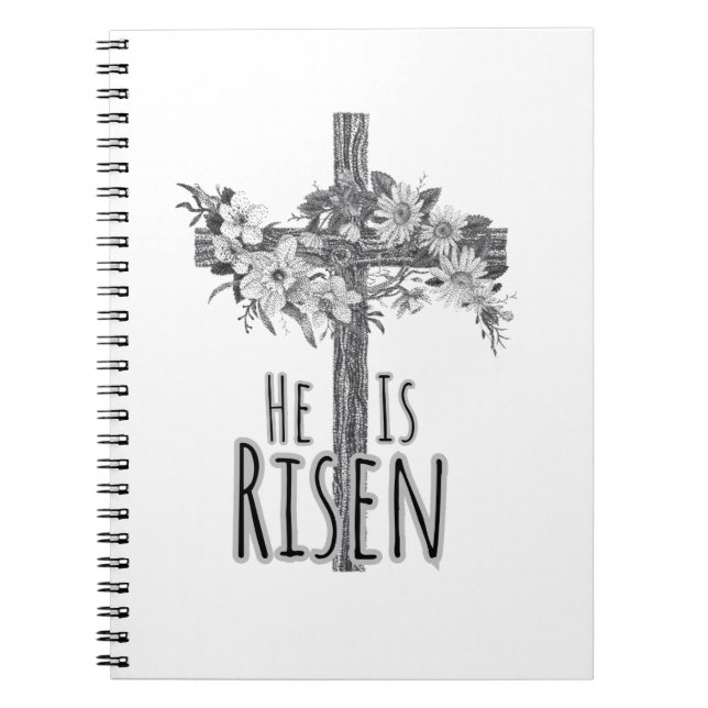 He Is Risen Floral Cross Notebook (Front)
