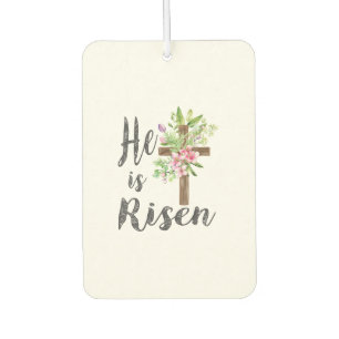 He is Risen Floral Cross Vintage Happy Easter T-Sh Car Air Freshener