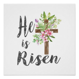 He is Risen Floral Cross Vintage Happy Easter T-Sh Poster