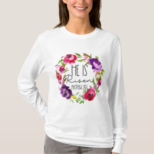 He is Risen Floral Easter for Christian Teen Girls T-Shirt