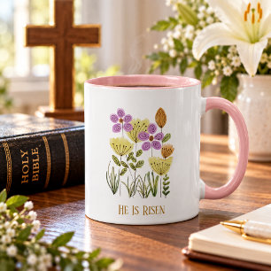 He Is Risen Floral Easter Mug