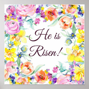 He is risen!     Floral frame Poster