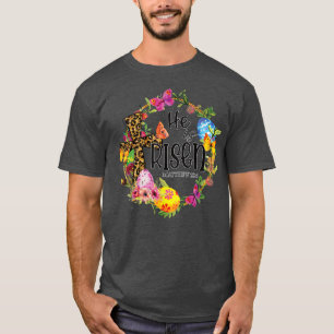 He is Risen Floral Leopard Easter Day Women Gift T-Shirt