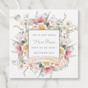 He is Risen Floral Scripture Easter Resurrection Favour Tags