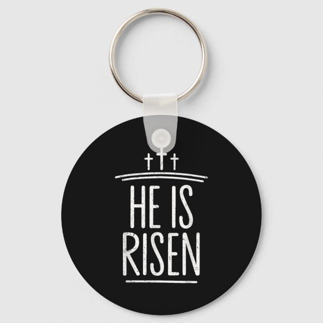 He Is Risen Funny Christian Easter Men Boy Toddler Key Ring (Front)