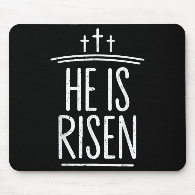 He Is Risen Funny Christian Easter Men Boy Toddler Mouse Mat (Front)