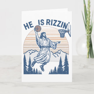 He Is Risen Funny Easter Jesus Playing Sketll Mens Card
