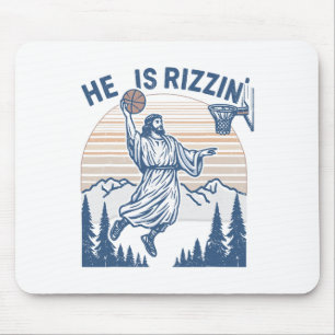 He Is Risen Funny Easter Jesus Playing Sketll Mens Mouse Mat