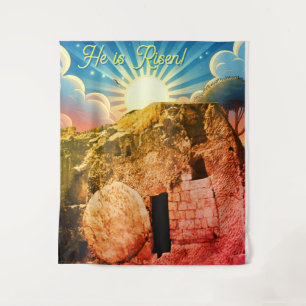 He is Risen - Garden Tomb Jerusalem Tapestry