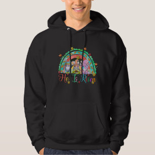 he is risen gnome, retro, vintage hoodie
