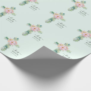 He is Risen Greenery Watercolor Cross Wrapping Paper