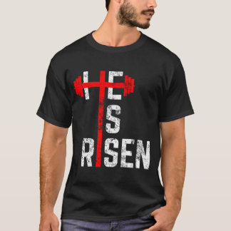 He Is Risen Gym Cross Jesus Easter Christian Teens T-Shirt
