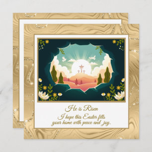 He Is Risen" Happy Easter - Customisable Religious Card