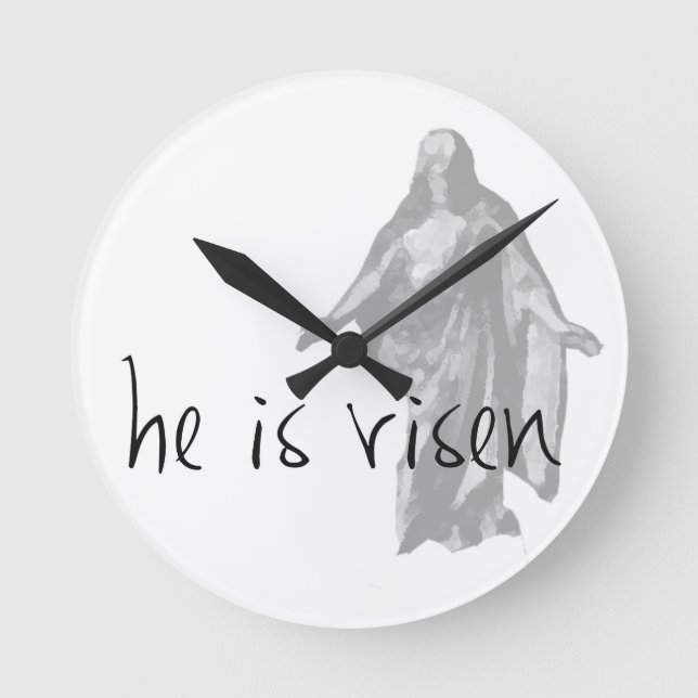 he is risen jesus christ easter lds mormon round clock (Front)