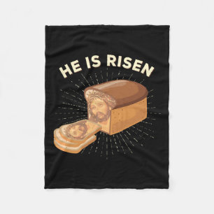 He Is Risen Jesus Christ Easter Pun Christian Brea Fleece Blanket