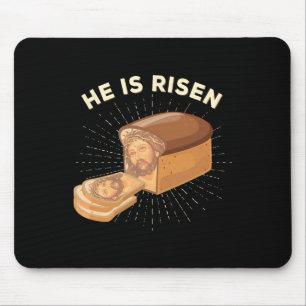 He Is Risen Jesus Christ Easter Pun Christian Brea Mouse Mat