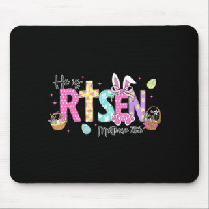 He Is Risen Jesus Christian Bunny Rabbit Eggs Happ Mouse Mat