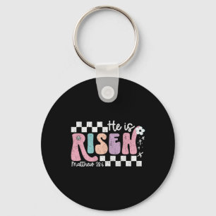 He Is Risen Jesus Christian Chequered Design Easte Key Ring