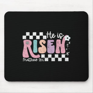 He Is Risen Jesus Christian Chequered Design Easte Mouse Mat