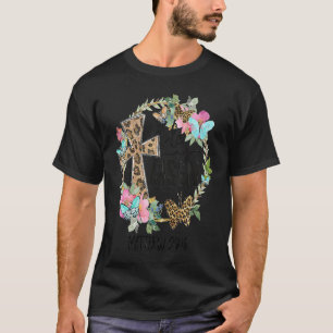 He Is Risen Jesus Christian Floral Leopard Cross B T-Shirt