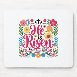 He Is Risen Jesus Christian Happy Easter Bible Ver Mouse Mat