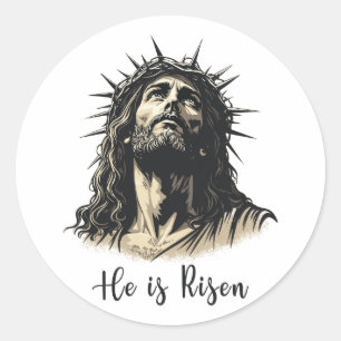 He is Risen Jesus Christian Happy Easter Classic Round Sticker