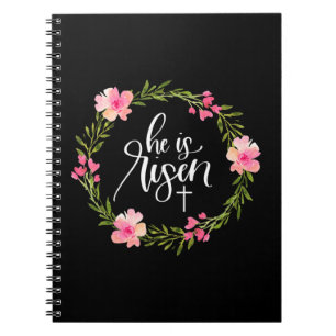 He is Risen Jesus Christian Happy Easter Floral Wr Notebook