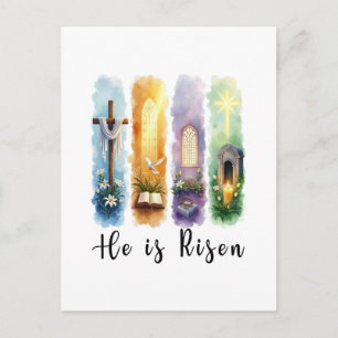 He is Risen Jesus Christian Happy Easter Holiday Postcard