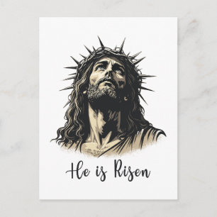 He is Risen Jesus Christian Happy Easter Holiday Postcard