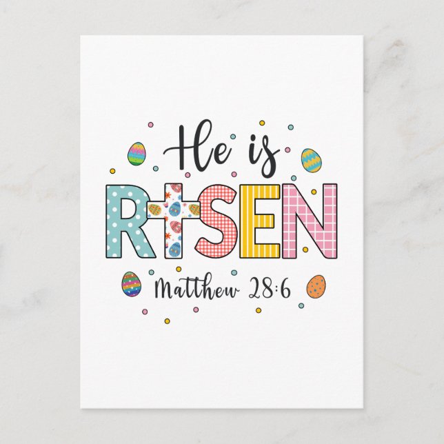 He is Risen Jesus Christian Happy Easter Holiday Postcard (Front)