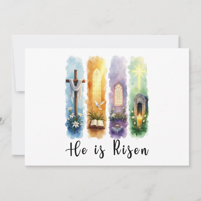 He is Risen Jesus Christian Happy Easter Invitation (Front)