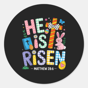 He Is Risen Jesus Christian Happy Easter Women Kid Classic Round Sticker