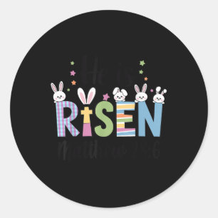 He Is Risen Jesus Christian Happy Easter Women Kid Classic Round Sticker