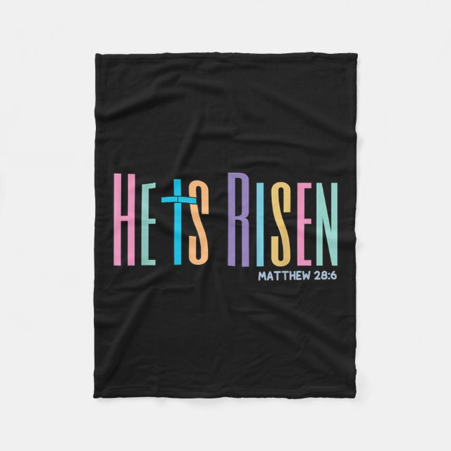 He Is Risen Jesus Christian Happy Easter Women Kid Fleece Blanket (Front)