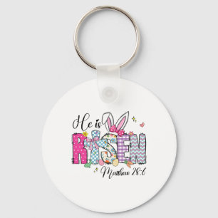 He Is Risen Jesus Christian Happy Easter Women Kid Key Ring
