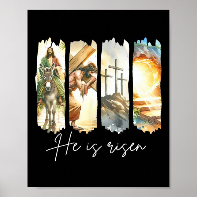 He Is Risen Jesus Christian Happy Easter Women Kid Poster (Front)