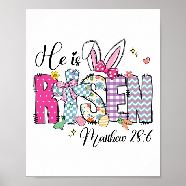 He Is Risen Jesus Christian Happy Easter Women Kid Poster (Front)