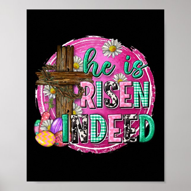 He Is Risen Jesus Christian Happy Easter Women Kid Poster (Front)