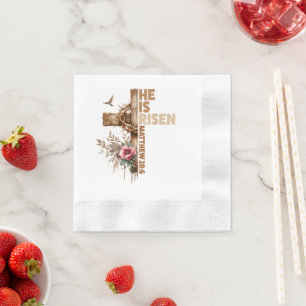 He is Risen Jesus Christian Religious Easter Napkin