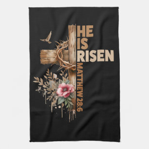 He is Risen Jesus Christian Religious Easter Tea Towel