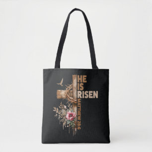 He is Risen Jesus Christian Religious Easter Tote Bag