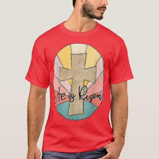He Is Risen Jesus Cross Christian Easter Day Retro T-Shirt